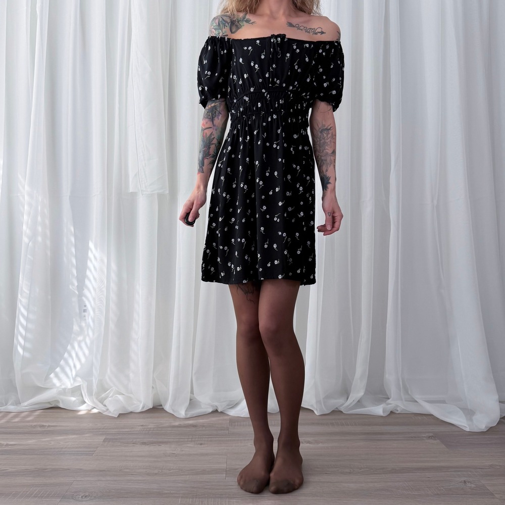 Passport Black‎ Floral Babydoll Mini Dress Boho Small